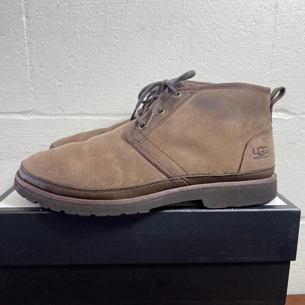 UGG Neuland 1106670 Waterproof Chukka Boots Grizzly Brown Leather Men's 12 US